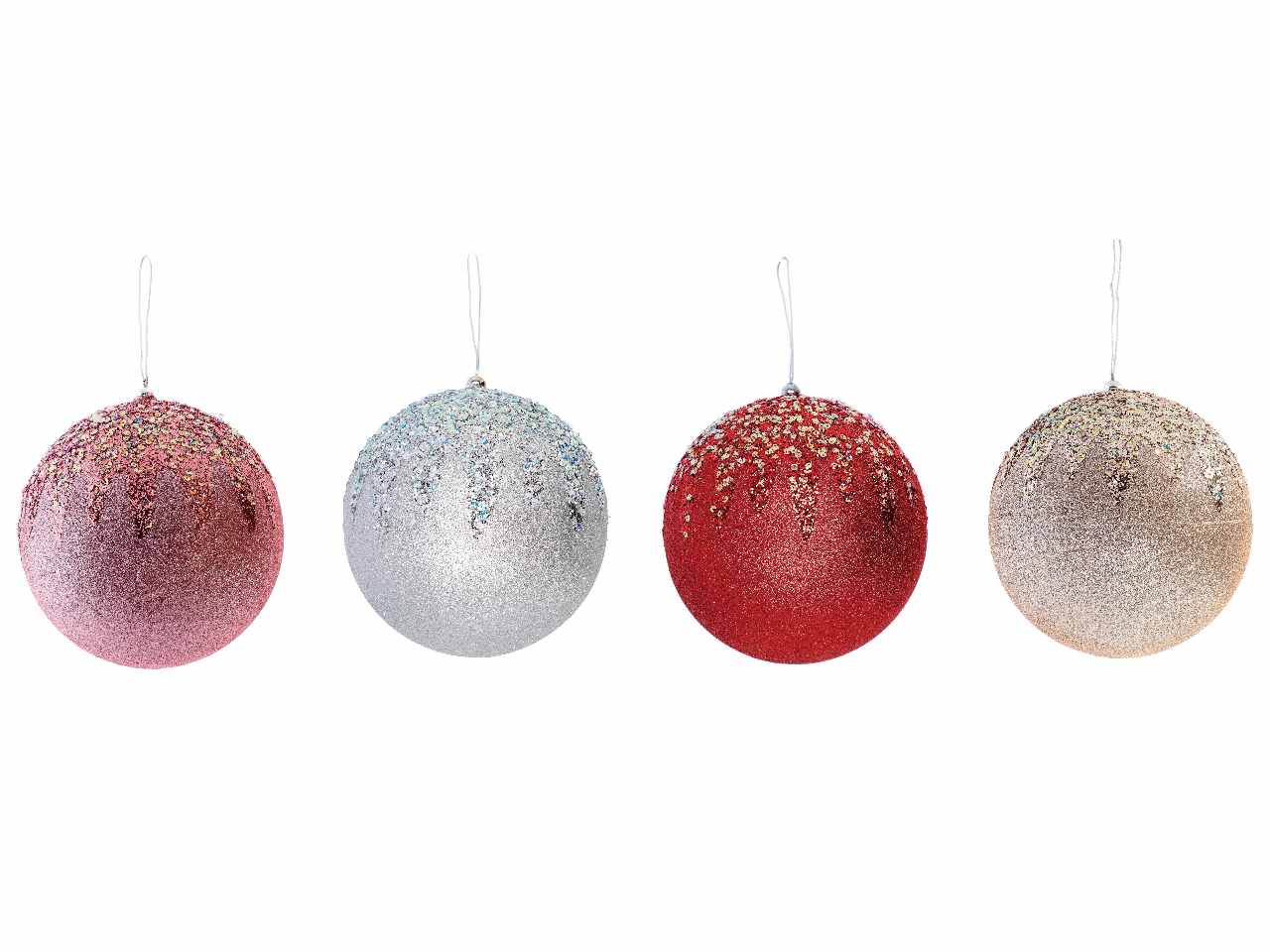 Pallina di natale d.18cm nei colori argento, rosso, oro e rosa