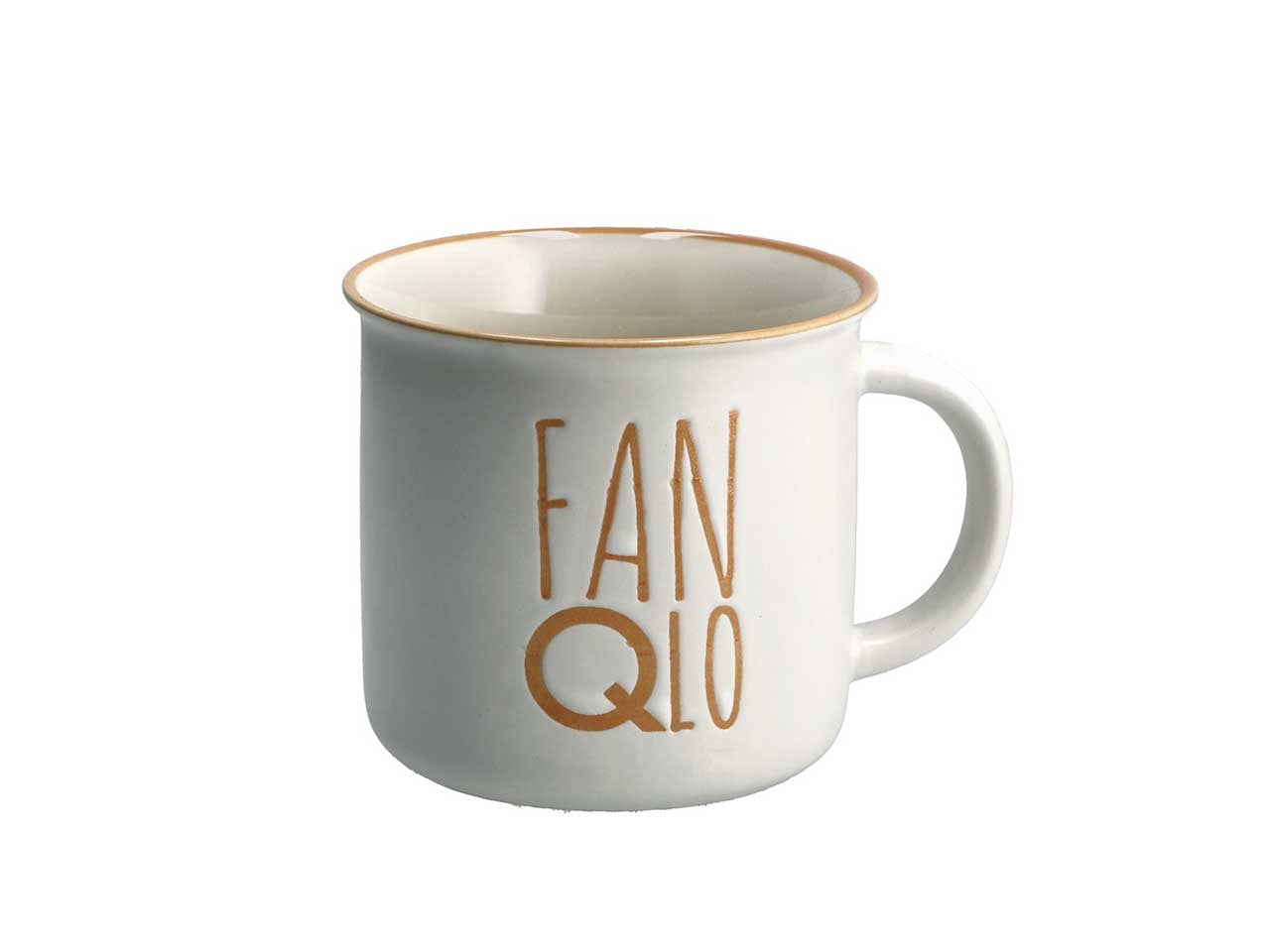 Tazza mug colazione in porcellana new bone china, fantasia monocromatica, colori assortiti - scritta a rilievo: "fanqlo" - 9,5xh8,5cm - Star
