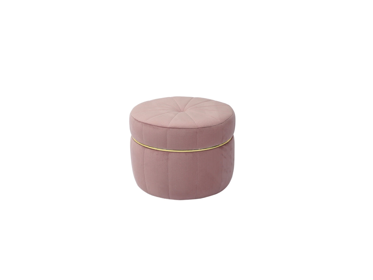 Pouf in velluto dollot rosa d.51xh.38cm