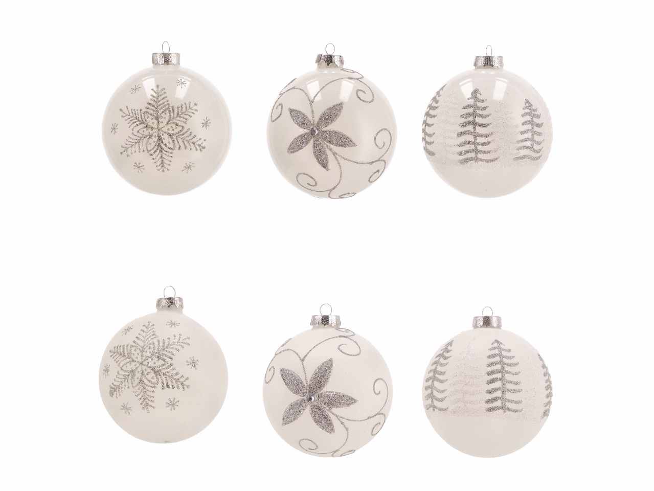 Pallina d.12cm di natale in vetro bianco