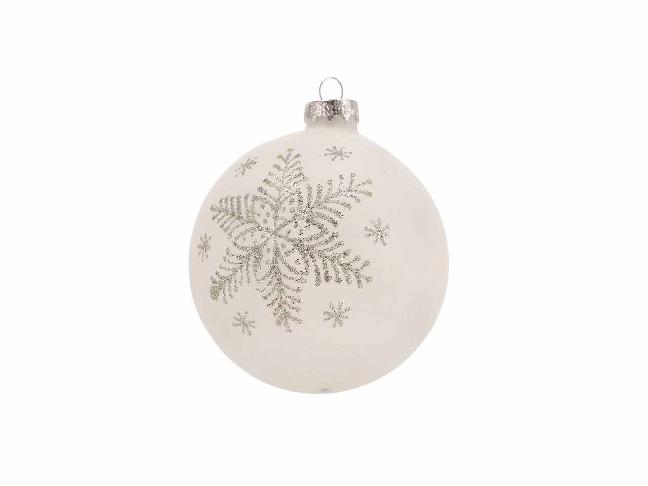 Pallina d.12cm di natale in vetro bianco