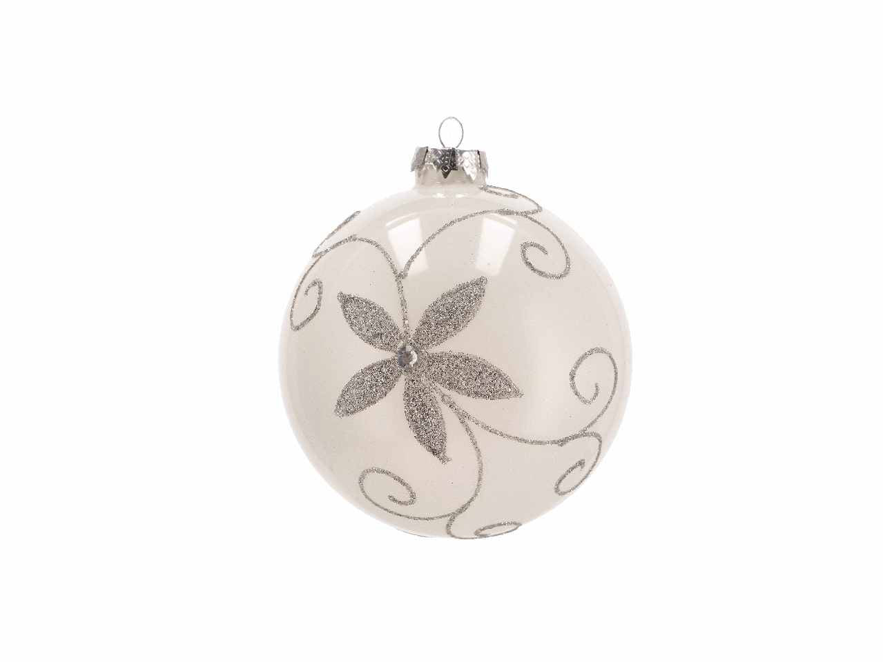 Pallina d.12cm di natale in vetro bianco