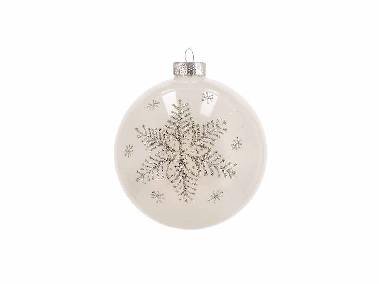 Pallina d.12cm di natale in vetro bianco