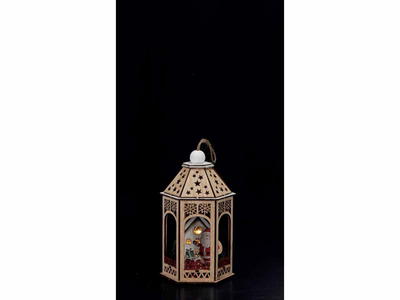 Lanterna paesaggio natalizio con 5led 12x12xh21cm