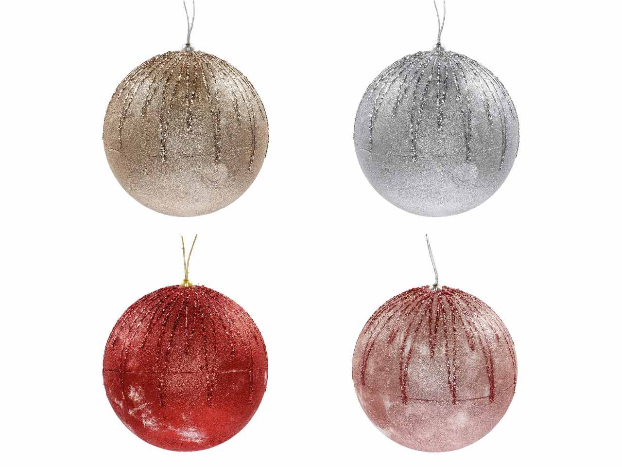 Pallina di natale d.18cm nei colori argento, rosso, oro e rosa