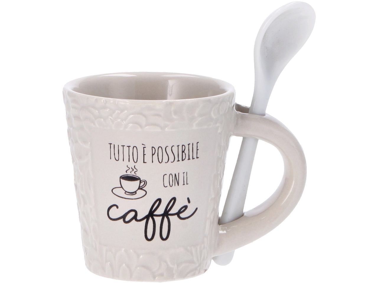 Tazza mug in ceramica con cucchiaio 6x7cm multicolor stile industrial - AD Trend