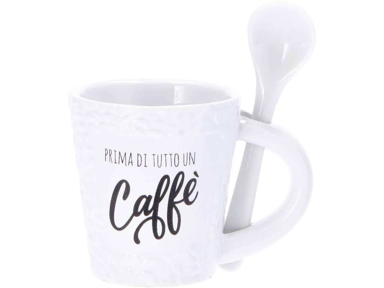 Tazza mug in ceramica con cucchiaio 6x7cm multicolor stile industrial - AD Trend