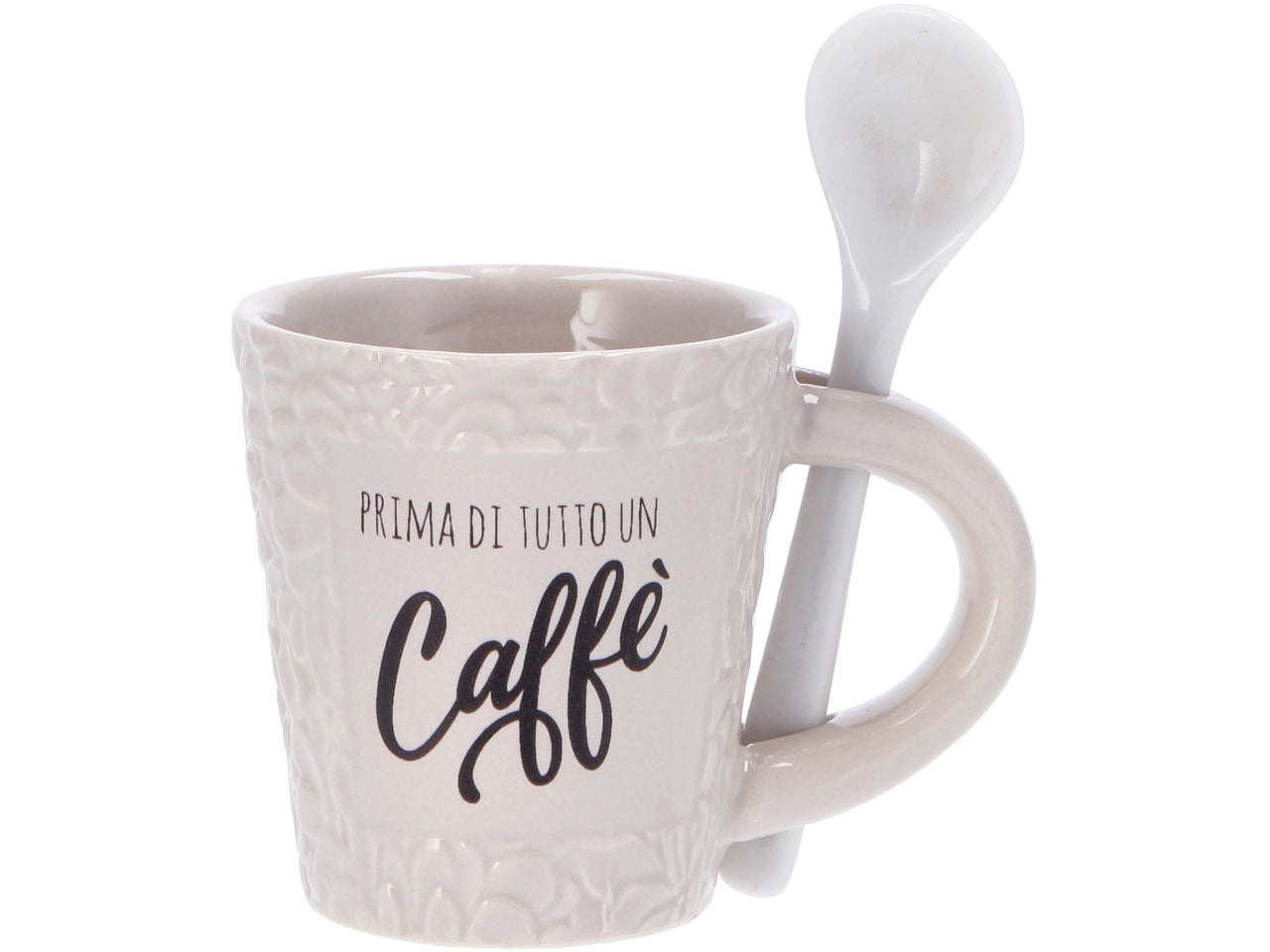 Tazza mug in ceramica con cucchiaio 6x7cm multicolor stile industrial - AD Trend