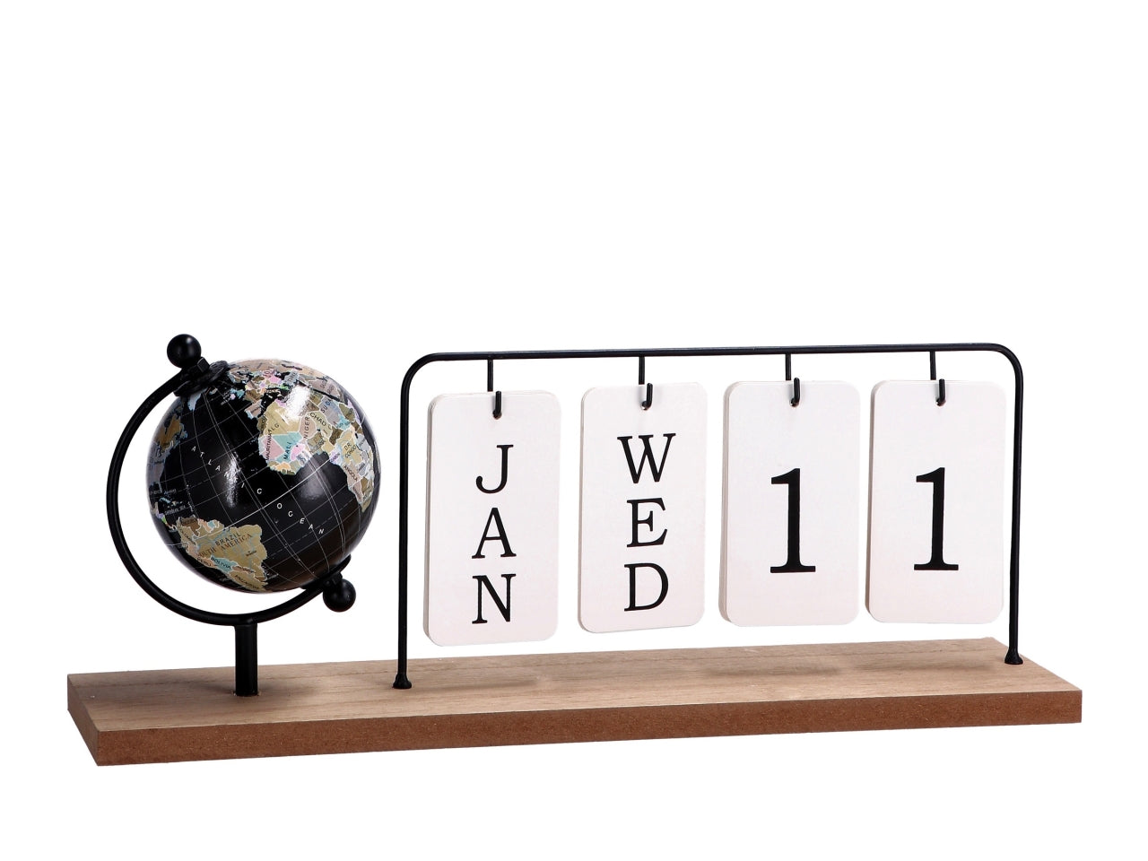 Calendario in mdf con mappamondo 36x9xh.14cm