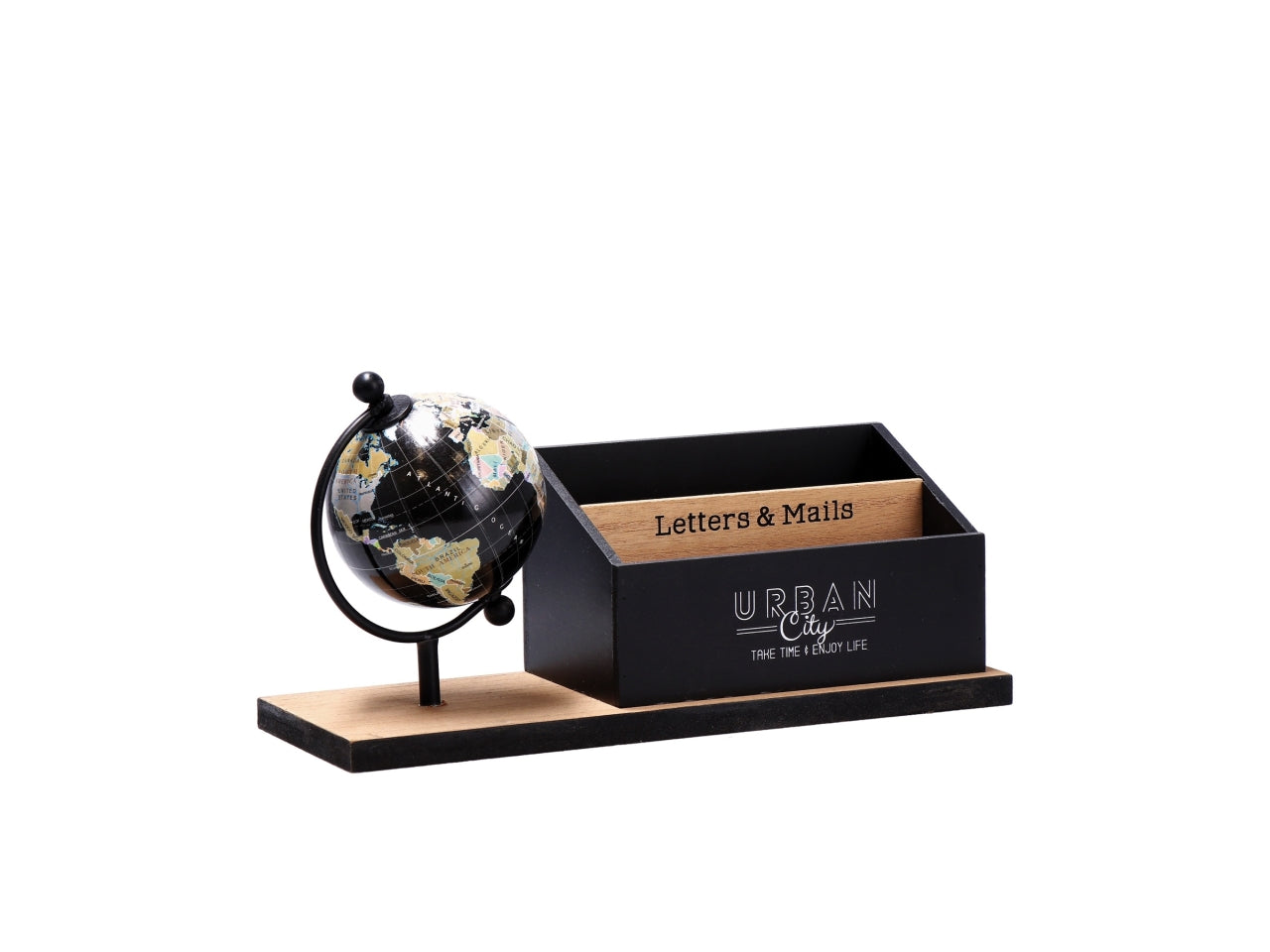 Portalettere in mdf con mappamondo 28x10xh.11cm