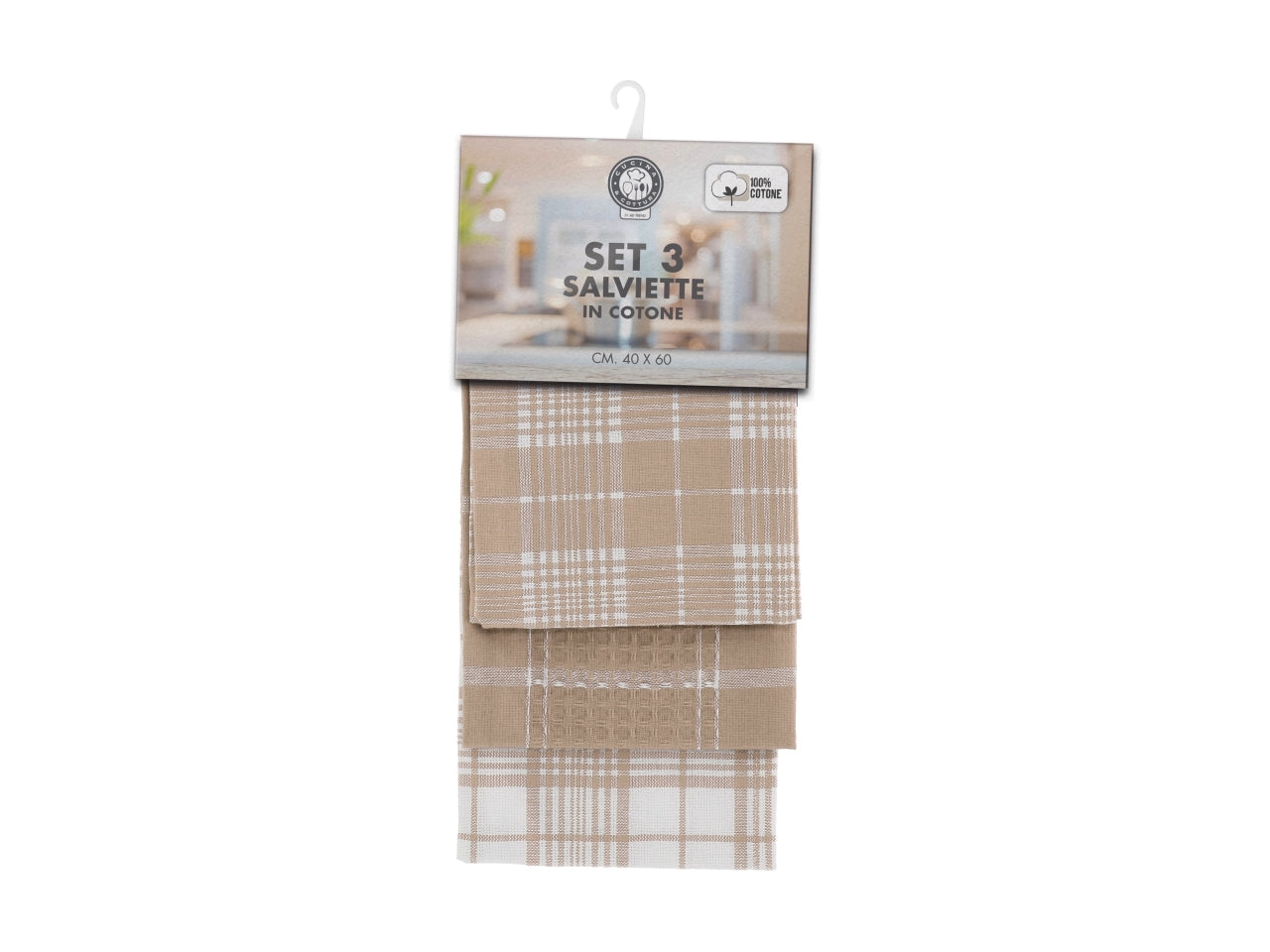 Set di 3 strofinacci cucina in cotone 40x60cm tartan - 3 modelli assortiti - 180g/mq - Star