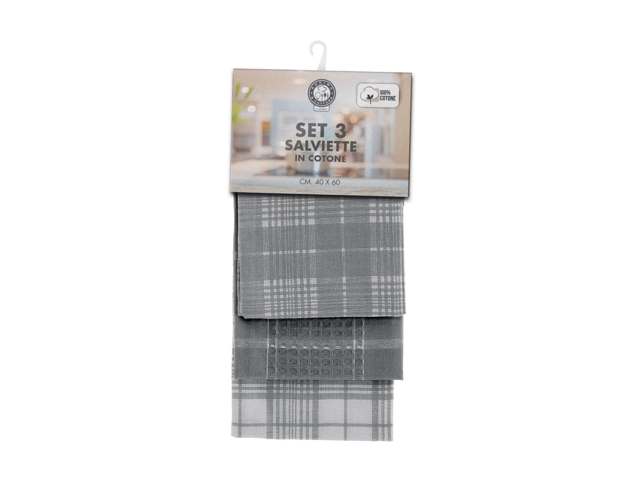 Set di 3 strofinacci cucina in cotone 40x60cm tartan - 3 modelli assortiti - 180g/mq - Star