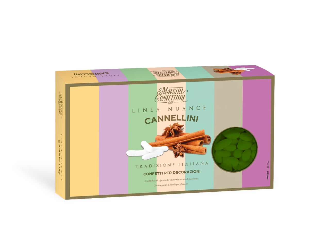 Confetti Maxtris Cannellini Verdi al gusto cannella per bomboniere di 18 anni - Maestri Confettieri - 1kg