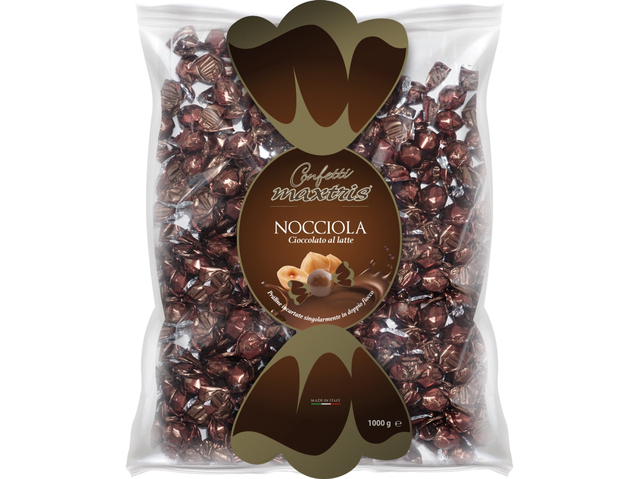 Busta twist nocciola al cioccolato al latte 1 kg, Peso: 1 kg | Maxtris