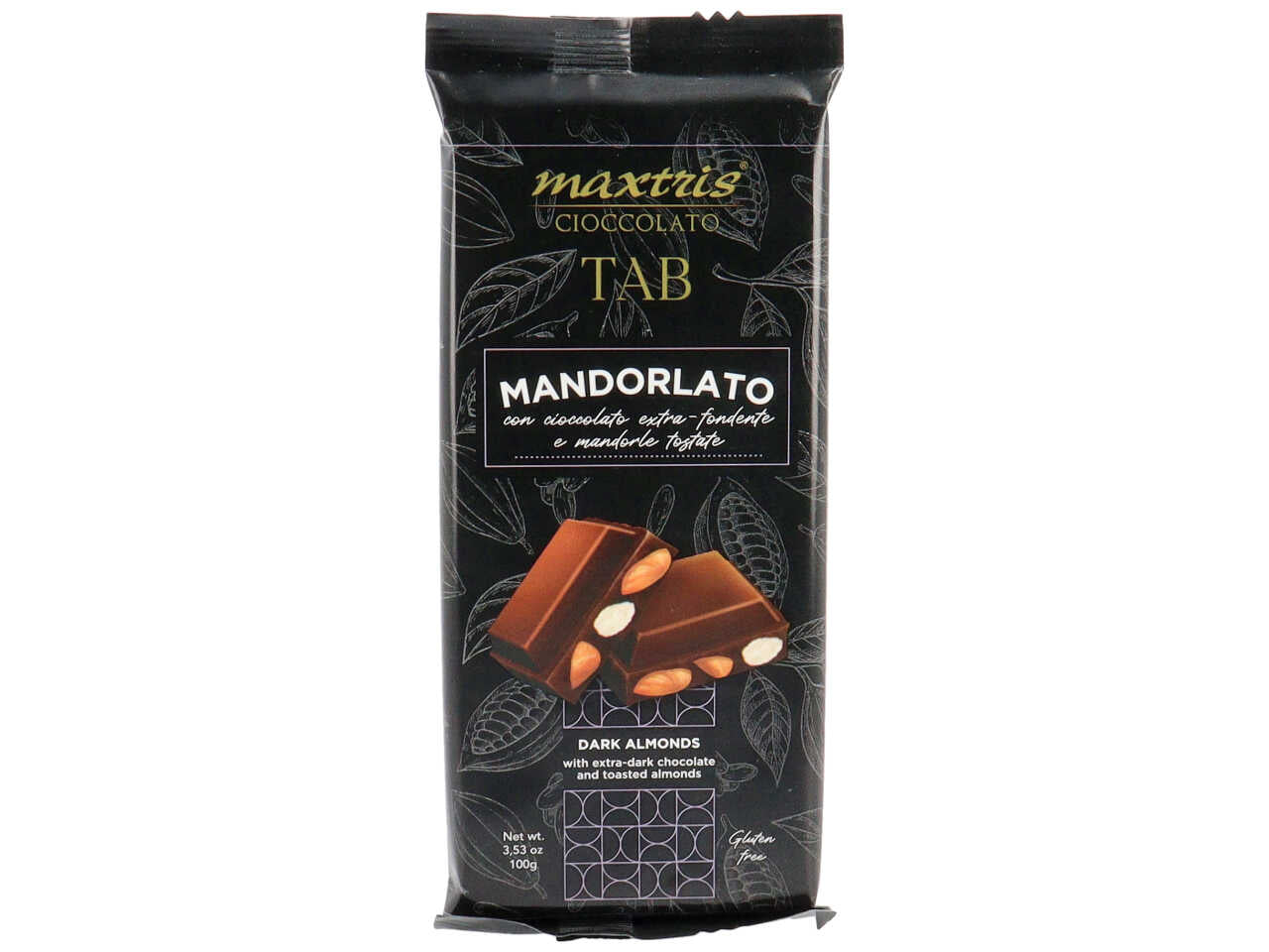 Tab maxtris tavoletta cioccolato fondente mandorlato 100gr