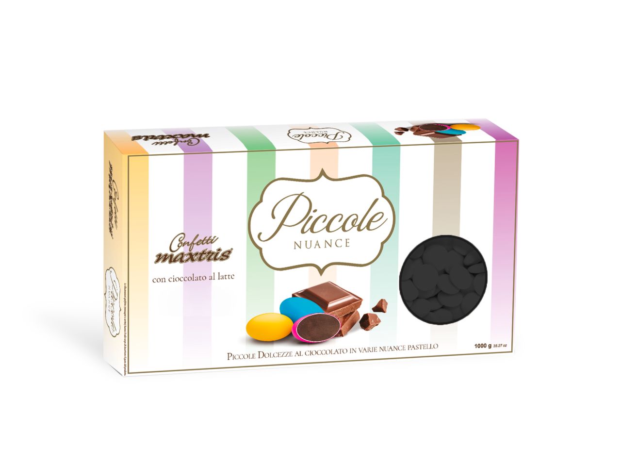 Confetti Maxtris Nuance Black al cioccolato al latte per bomboniere- Piccole Nuance - 1kg