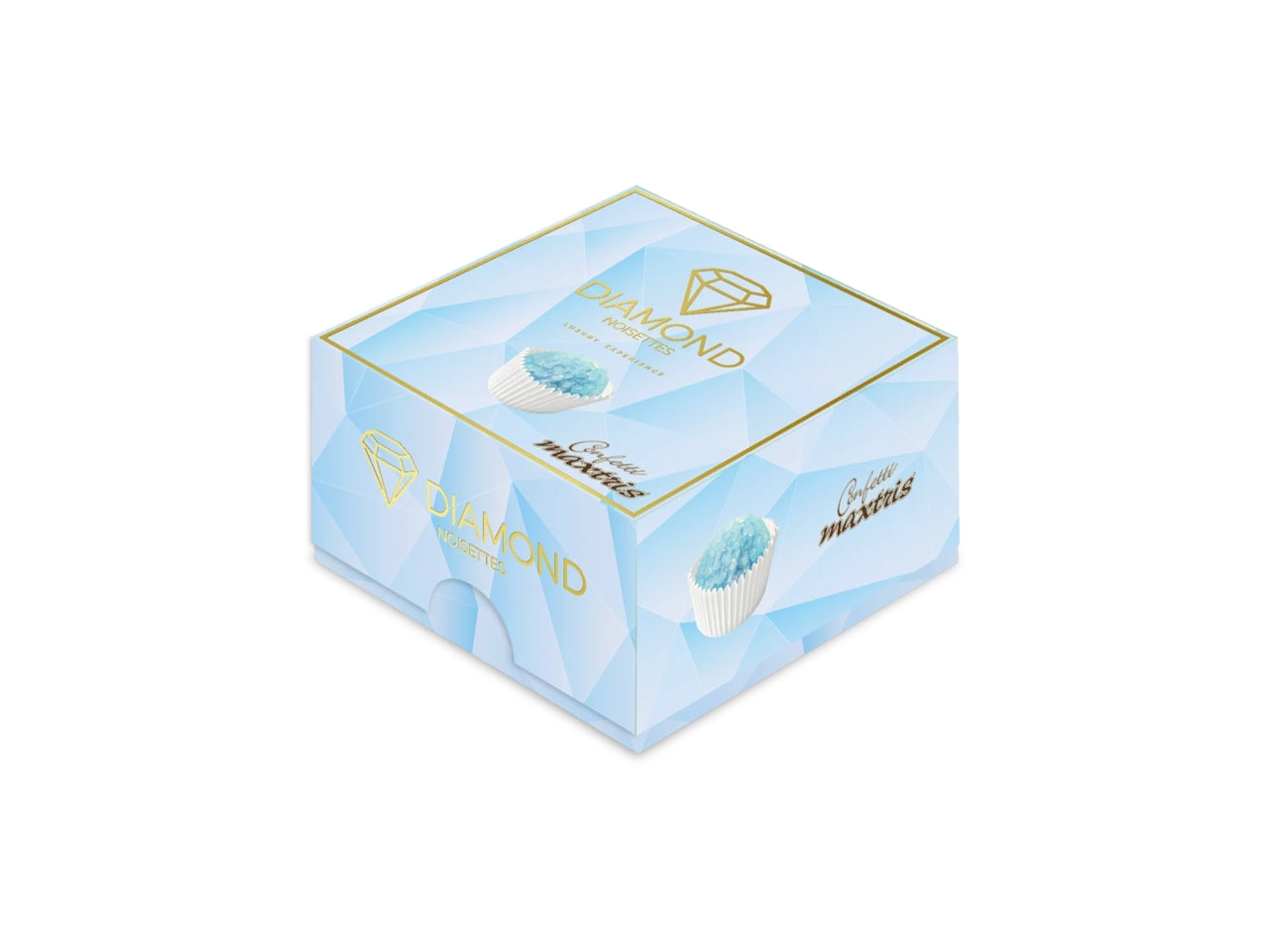 Confetti Maxtris Celeste ricoperti di cioccolato bianco e fondente per bomboniere da nascita e battesimo - Diamond - 500g