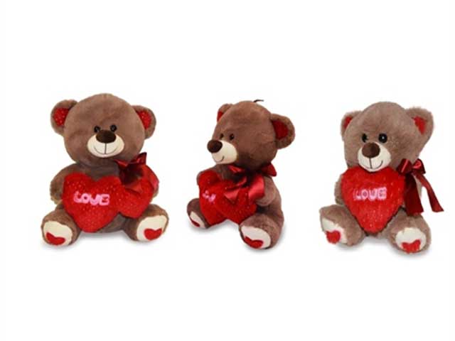 Peluche orso c/cuore 26cm