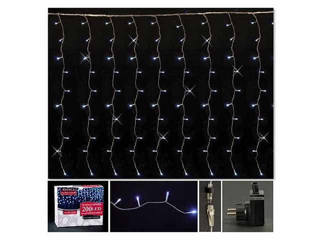 Tenda 200 led bianca +flash bianco e/c 4x1mt 1/12 uso esterno