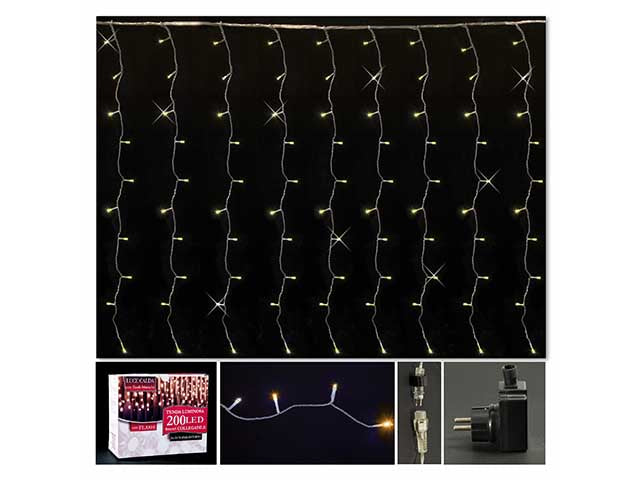 Tenda 200 led calda +flash bianco e/c 4x1mt 1/12 uso esterno