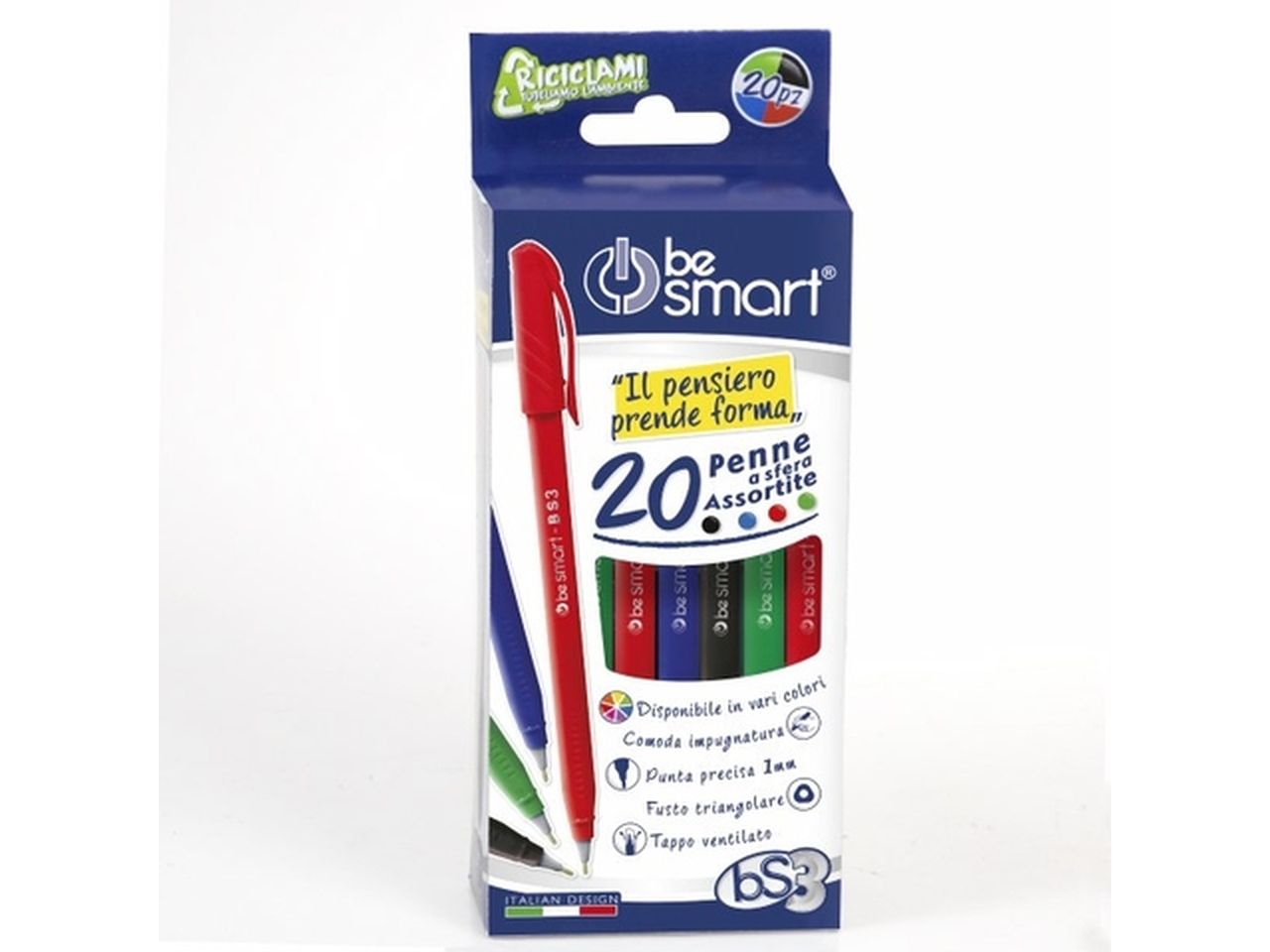 Penne a sfera colori assortiti be smart - la confezione comprende 20 penne