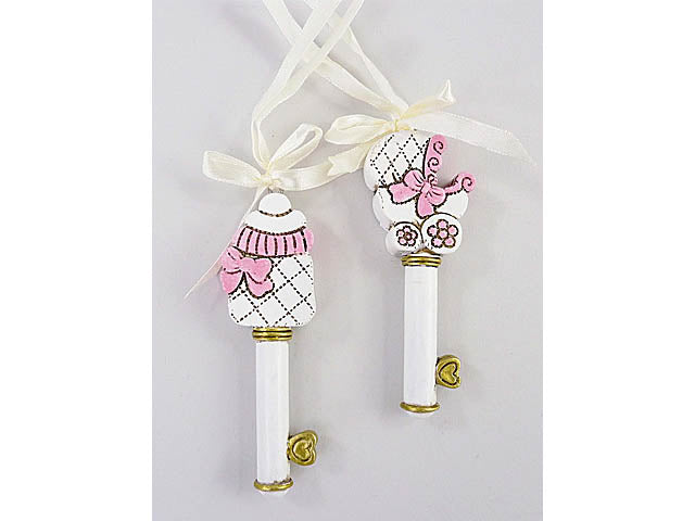 Chiave nascita 8,5cm rosa 215123