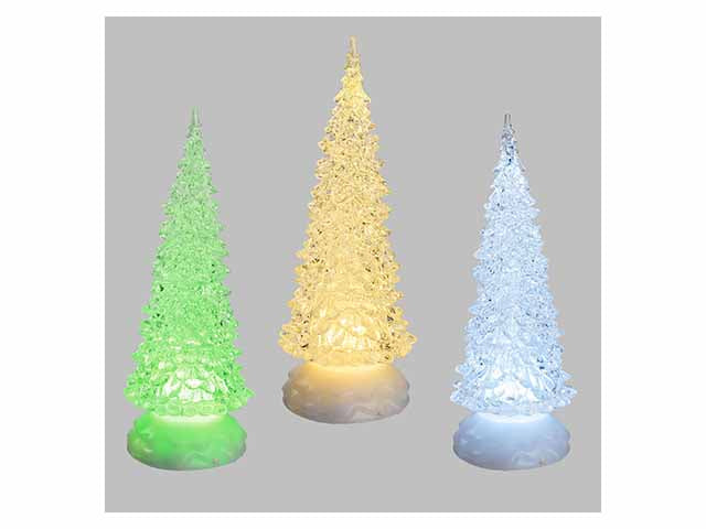Albero natale ghiaccio acrilico glitter led ice mix3 colori scintillante a batteria da interno d.12xh.32cm