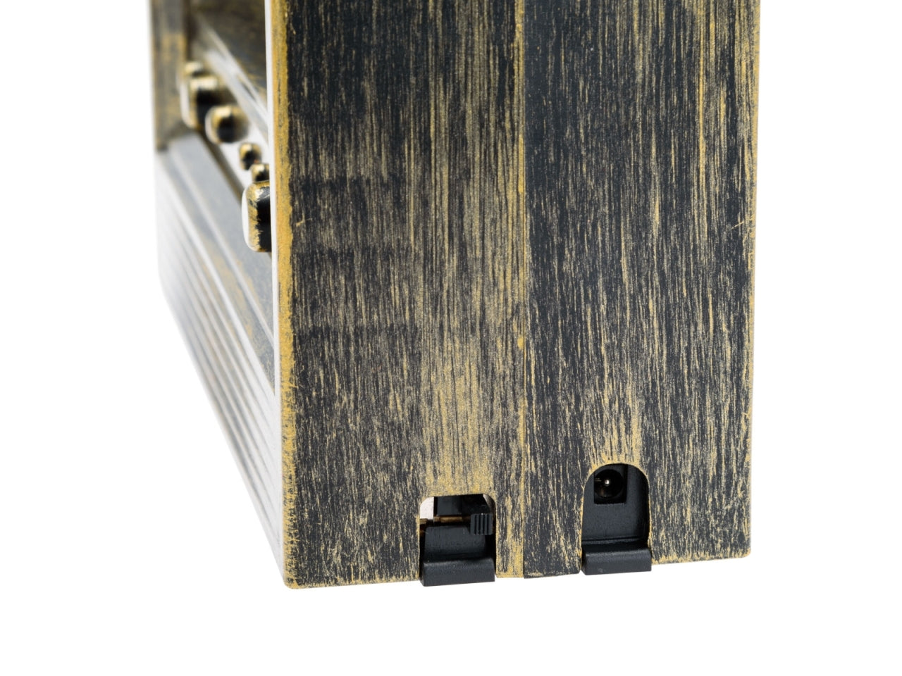 Palla di vetro natalizia a forma di tv decorata in plastica marrone antichizzato con glitter e led 19x7x27 cm - XmasKing