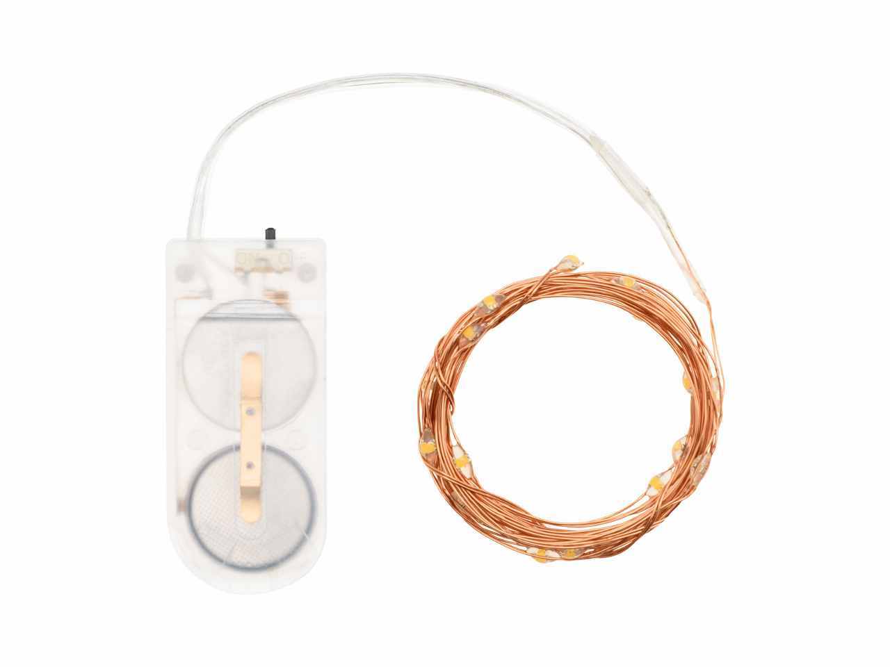 Luci in filo metallico a batteria bianco caldo in metallo 20 mini led uso interno filo bronzo a batteria