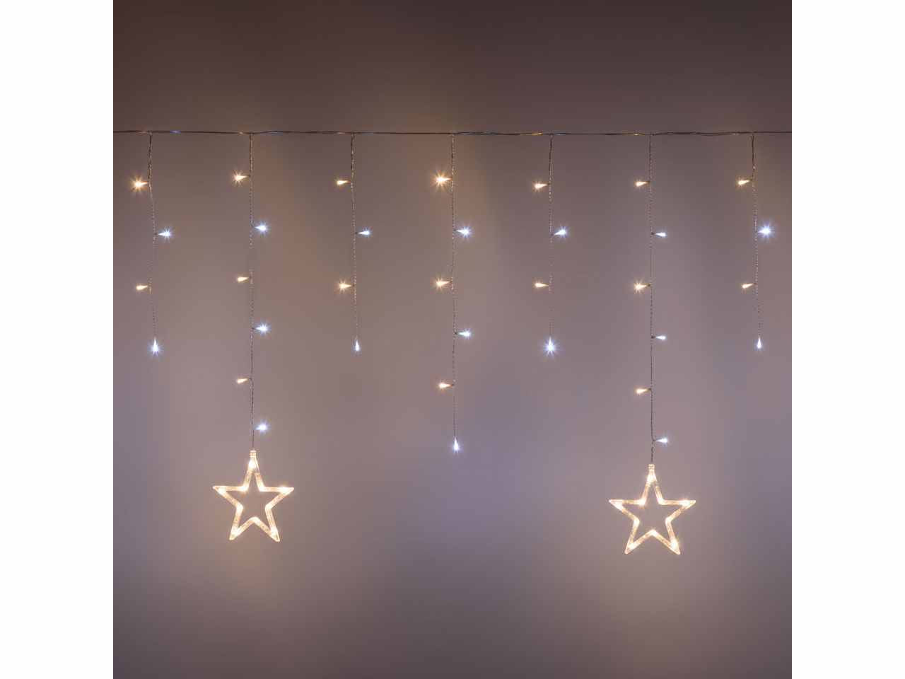 Ice light misura 400xh.80cm con 5 stelle e 150 led bianco caldo e bianco per uso interno ed esterno