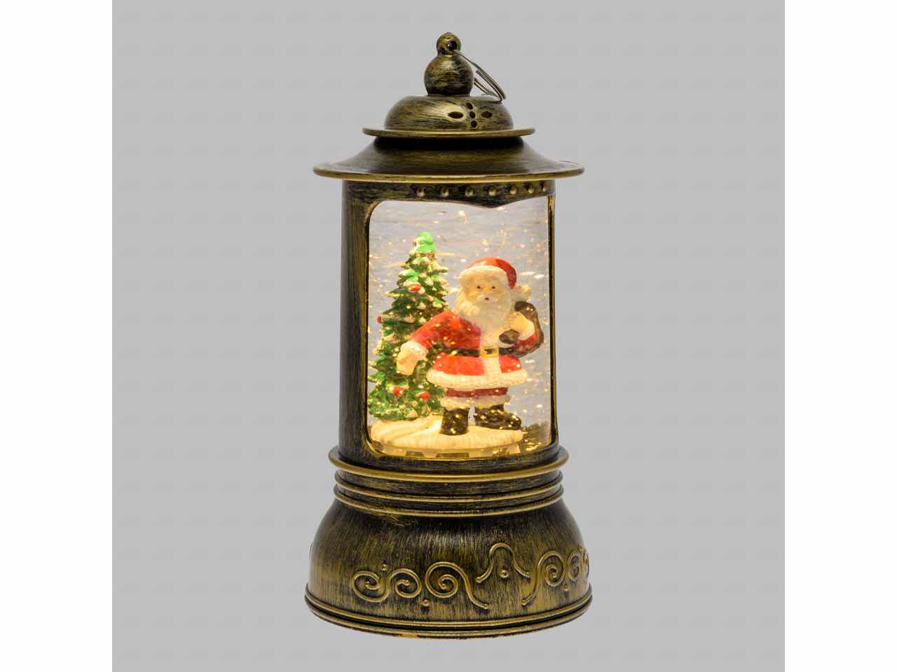 Lanterna 24cm con babbo natale e glitter eled