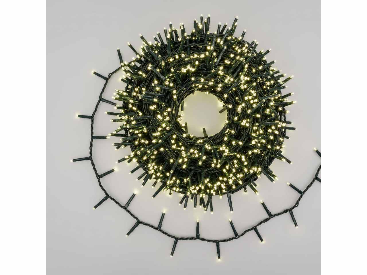 Catena luci 1000 miniled bianco soft 7 giochi di luce con timer uso esterno cavo 34,5 metri