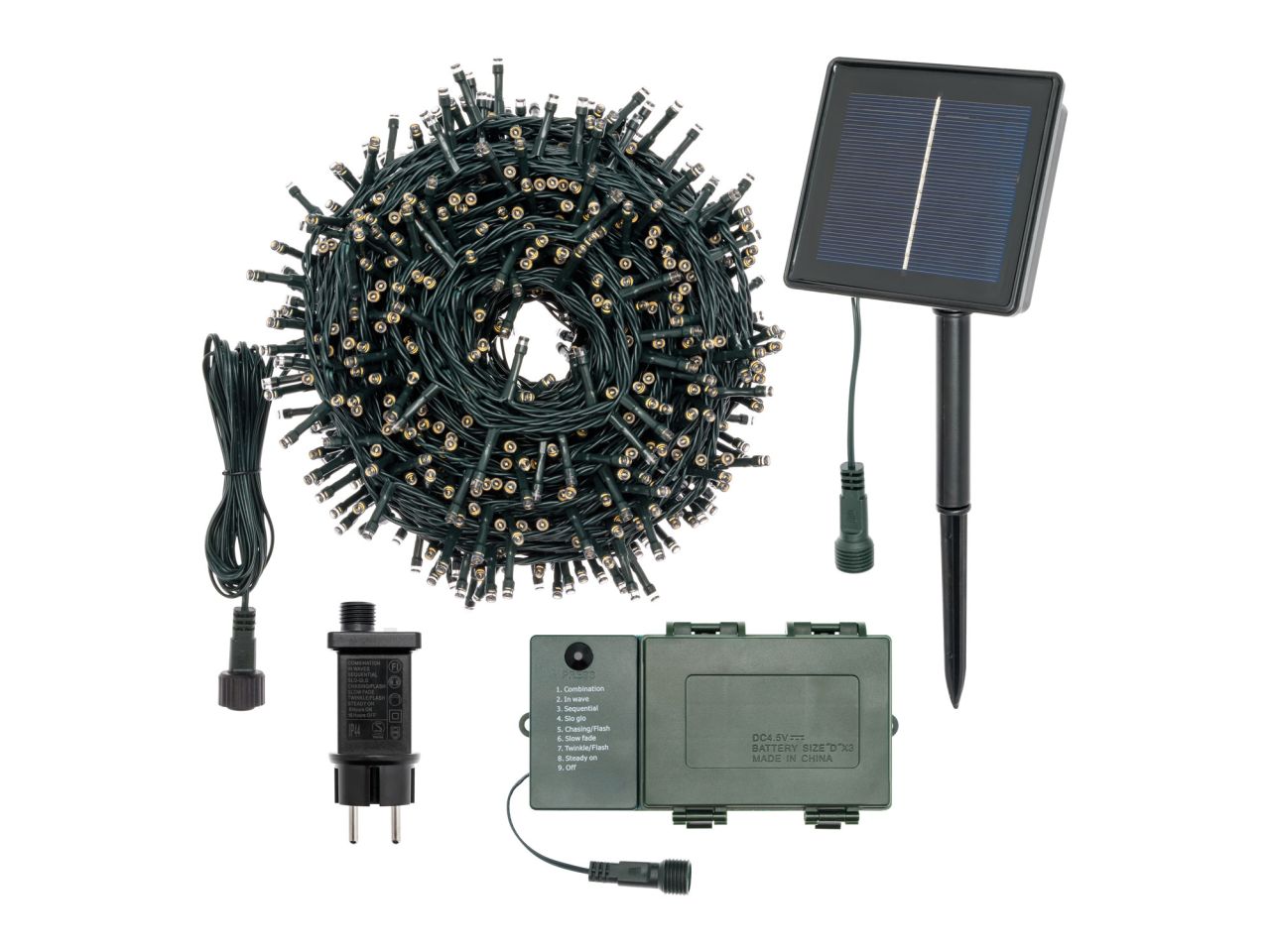 Catena di luci lineare multi uso misura 25m con 500 led bianco caldo per uso interno ed esterno