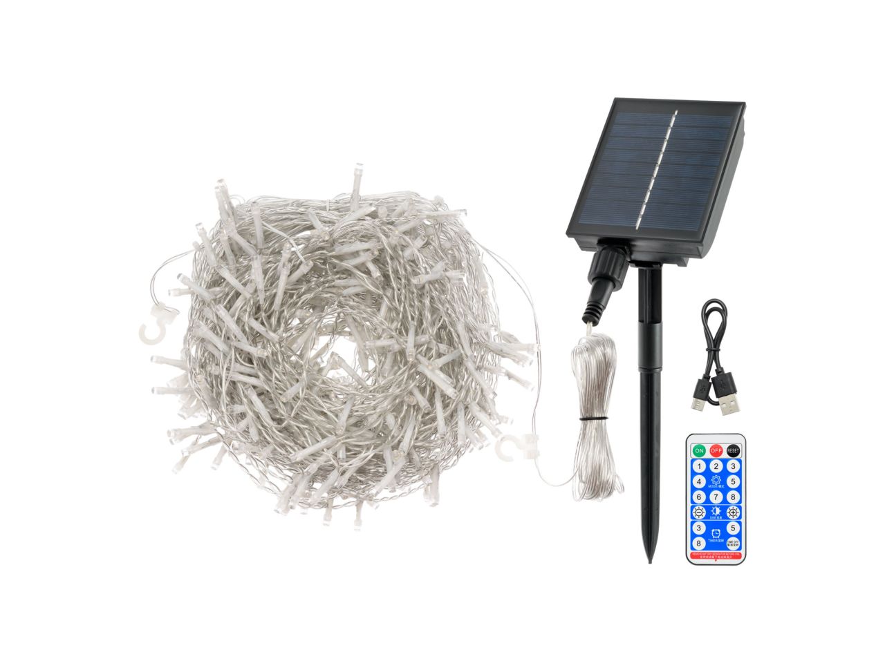 Ice light solare misura 520xh110cm con 360 led bianco caldo per uso esterno