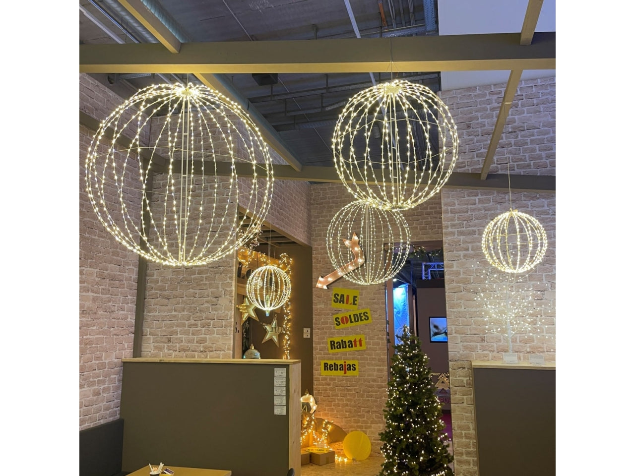 Sfera d.54cm 3d metallo bianco ripiegabile 520 microled bianco caldo e bianco 1,5mm cavo metal argento flashled diamond trasformatore esterno cavo alimentatore trasparente 6m+d.54cm