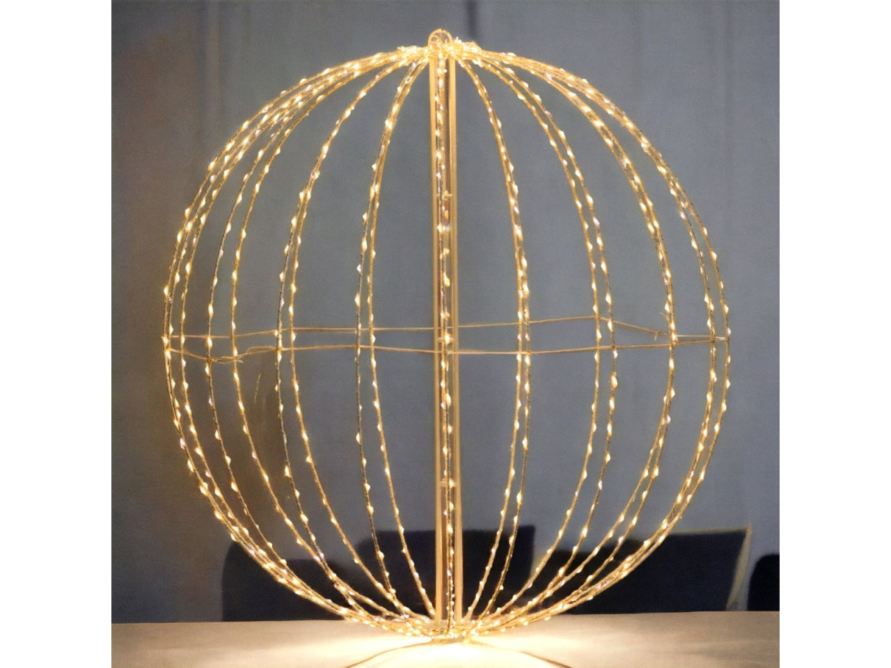 Sfera d.74cm 3d metallo bianco ripiegabile 720 microled bianco caldo e bianco 1,5mm cavo metal argento flashled diamond trasformatore esterno cavo alimentatore trasparente 6m+d.74cm