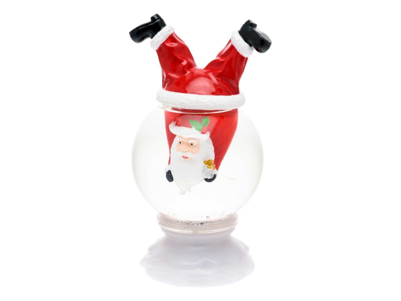Palla di vetro con babbo natale rovesciato e glitter led scintillante 11x21 cm - XmasKing