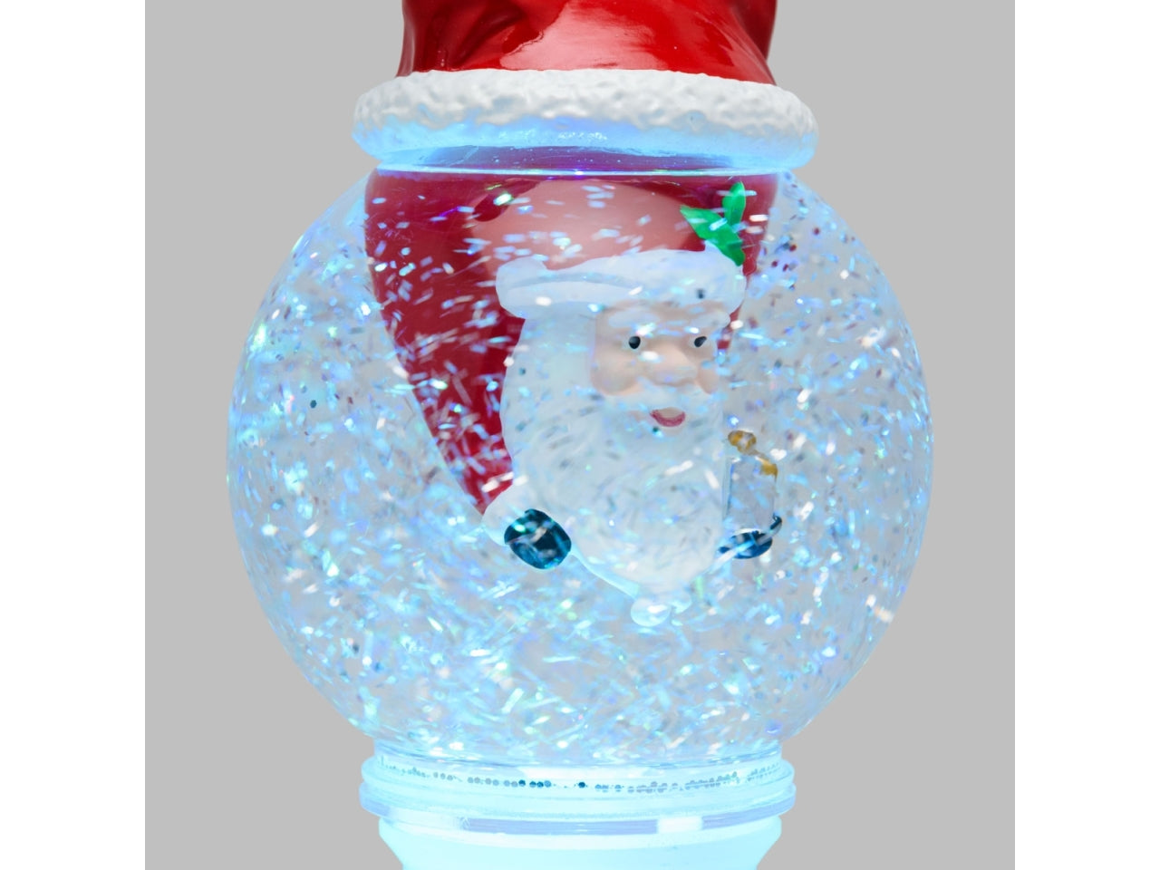 Palla di vetro con babbo natale rovesciato e glitter led scintillante 11x21 cm - XmasKing