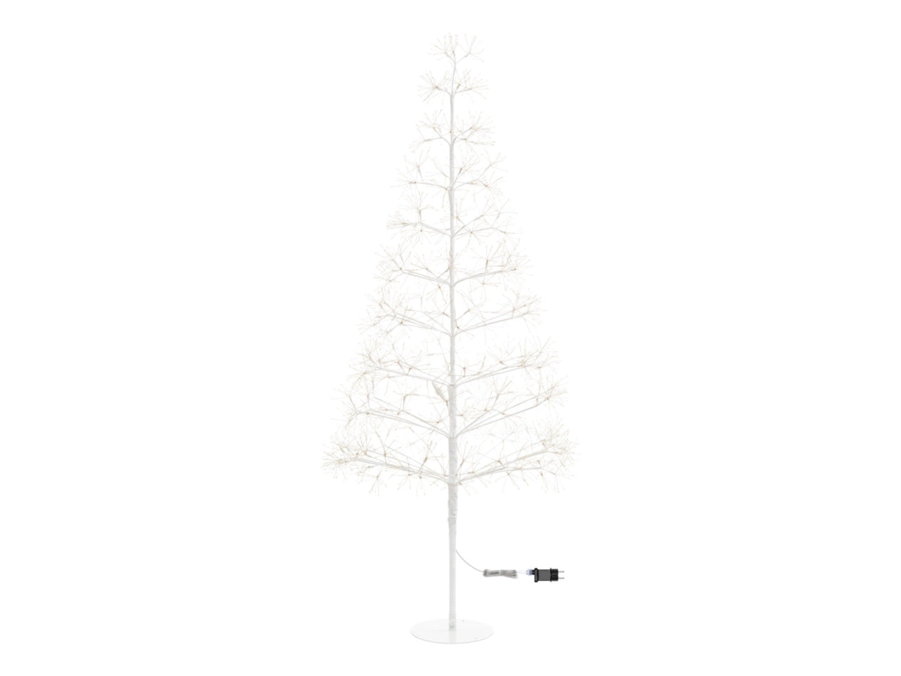 Albero bianco ricco h.180cm 2100 microled bianco caldo d.1,5mm cavo metal flashled base metallo diamond trasformatore