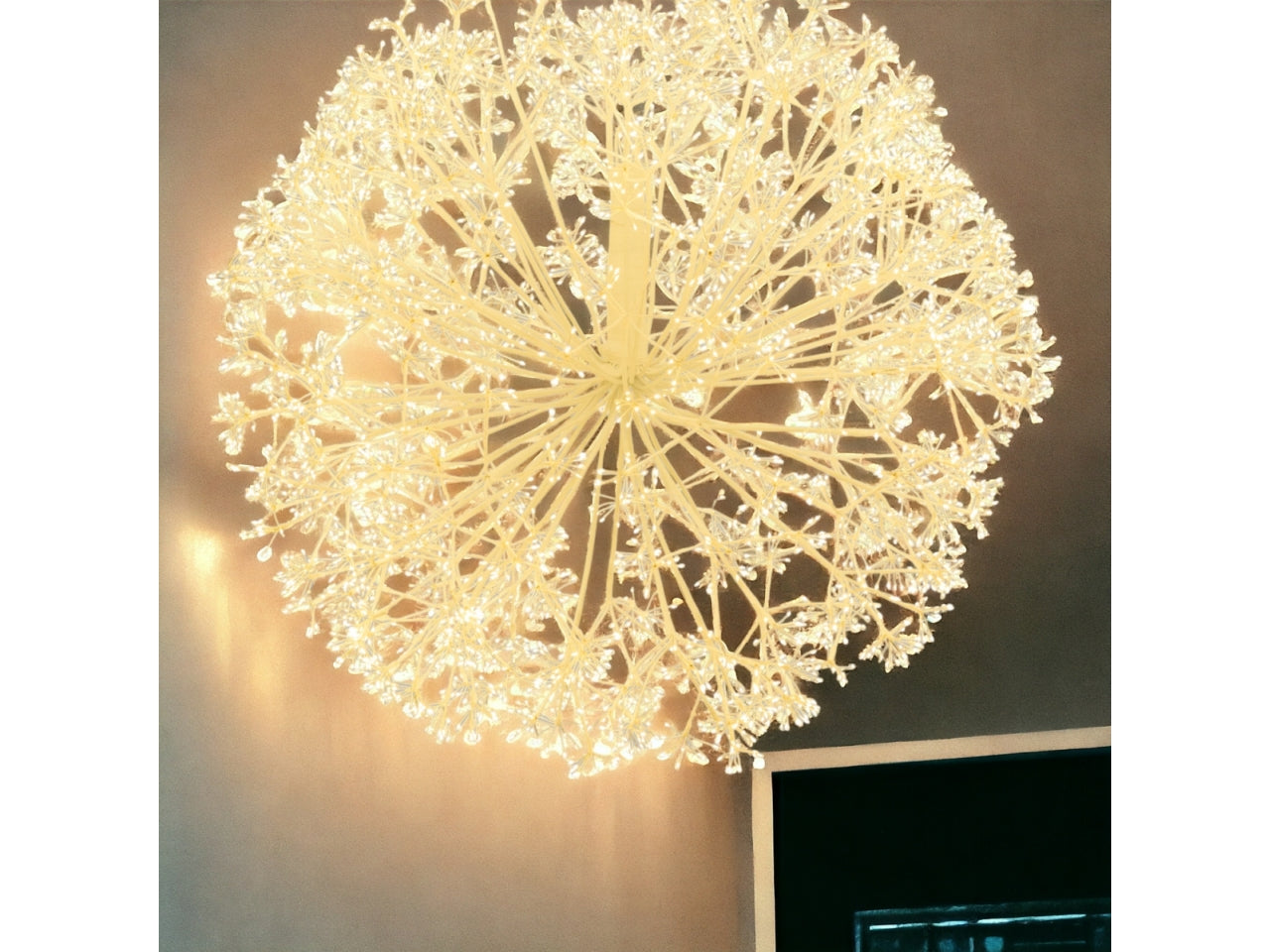 Sfera ricco bianco d.100cm 3750 microled bianco caldo d.1,5mm cavo metal flashled diamond trasformatore selv esterno interno