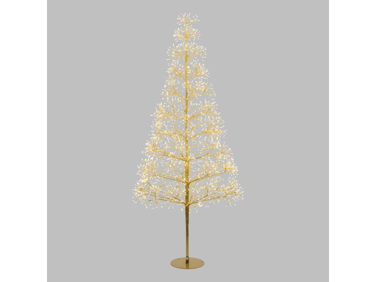 Albero champagne ricco h.210cm 3000 microled bianco caldo e bianco d.1,5mm cavo metal flashled base metallo diamond trasformatore
