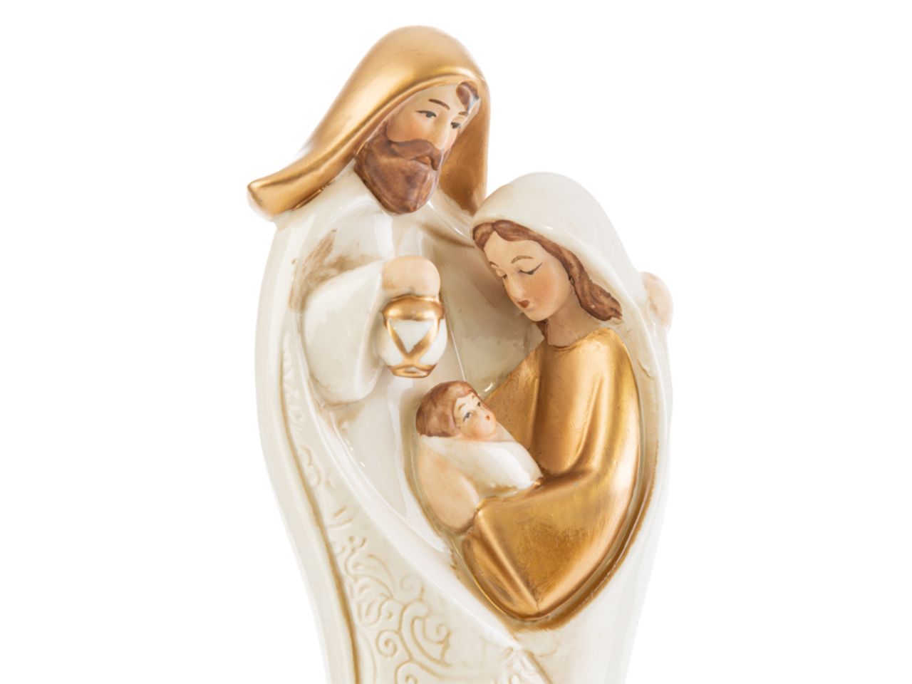 Sacra famiglia in porcellana oro 12x9xh.31 cm