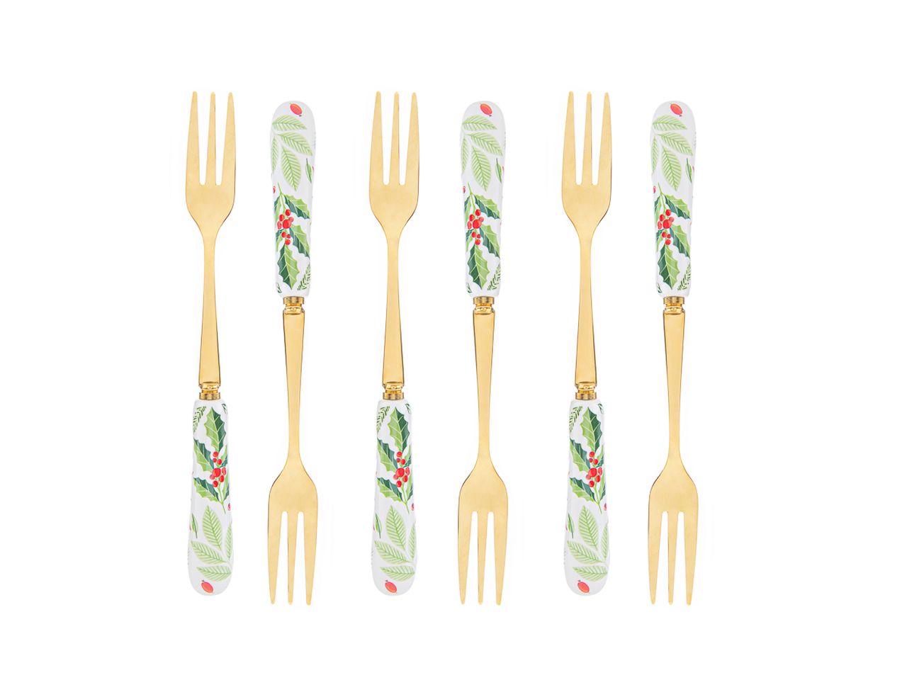Forchettine bianco natale misura 15cm con astuccio - la confezione comprende 6 forchettine