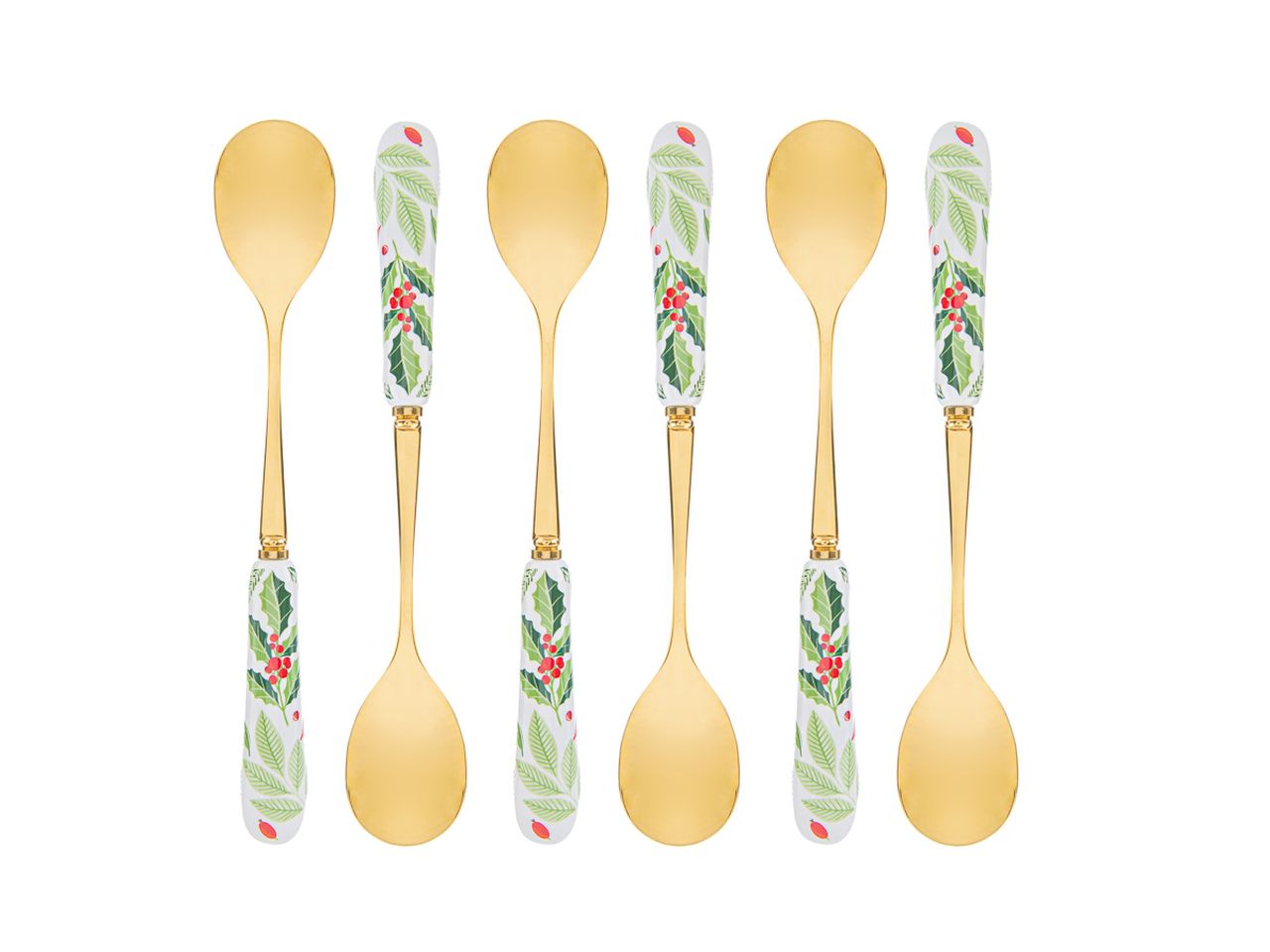 Cucchiaini bianco natale misura 15cm con astuccio - la confezione comprende 6 cucchiaini