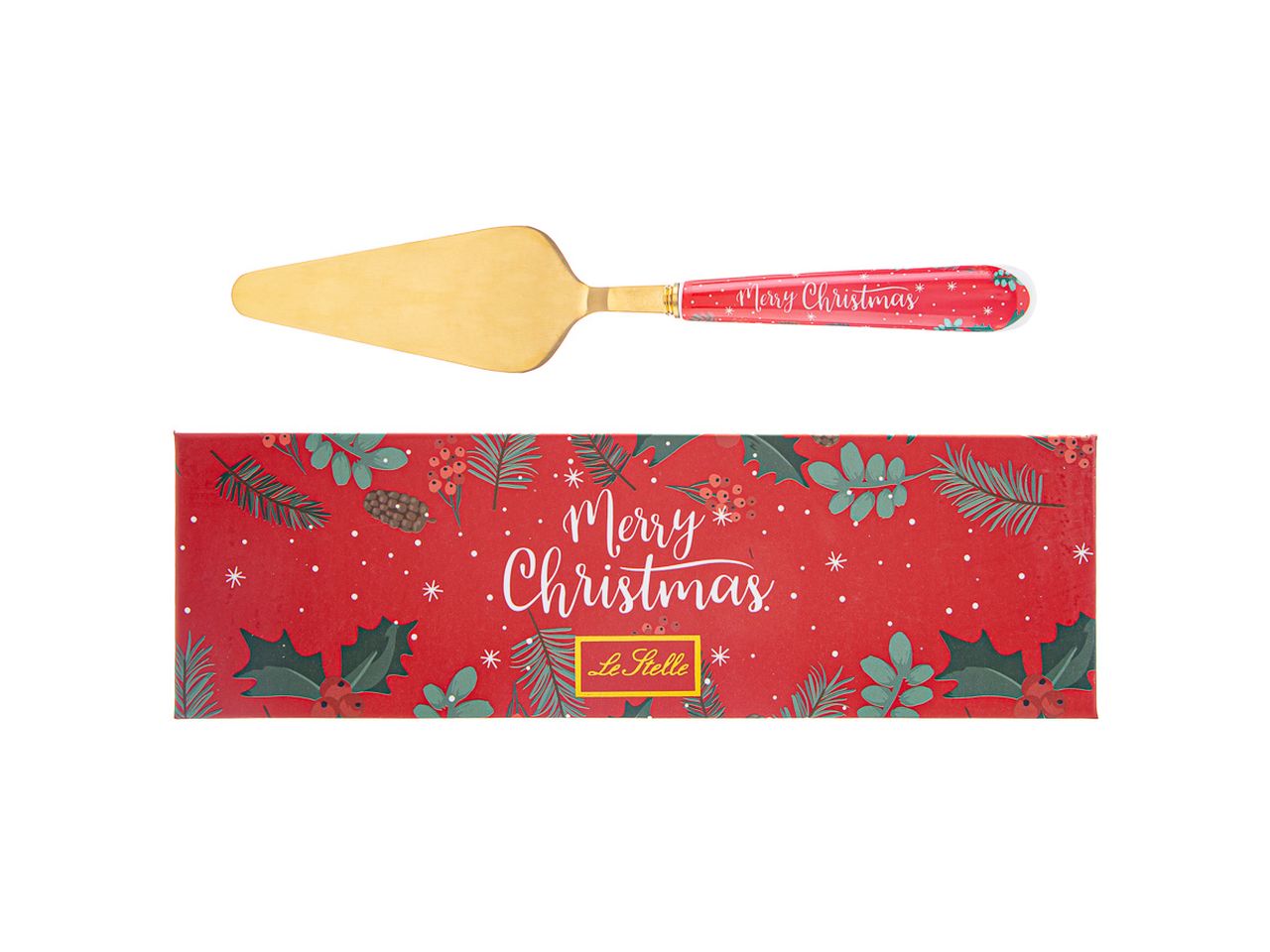 Paletta per torta merry christmas colore rosso misura 25cm con astuccio