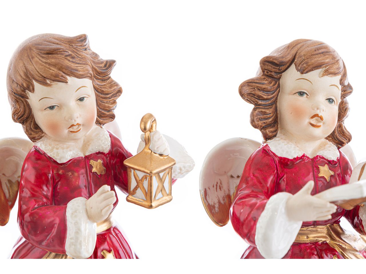 Porta candele angelo natalizio in porcellana in 4 assortimenti misura 15x12xh.21cm