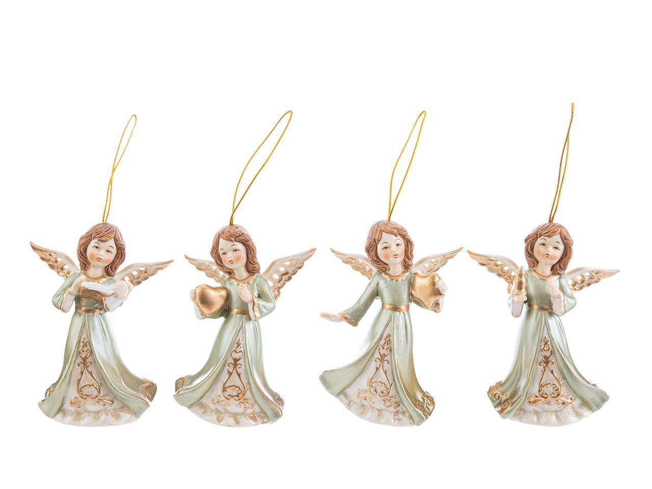 Appendino angelo natalizio in porcellana in 4 assortimenti misura 7,5x4xh.10,5cm