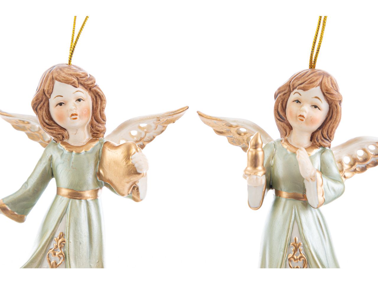 Appendino angelo natalizio in porcellana in 4 assortimenti misura 7,5x4xh.10,5cm