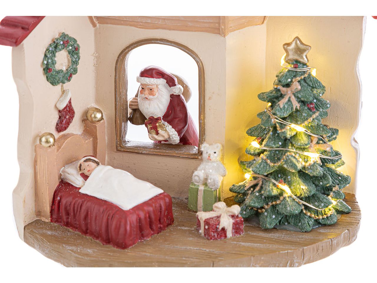 Casetta di babbo natale in resina con led misura 18x11xh.17cm