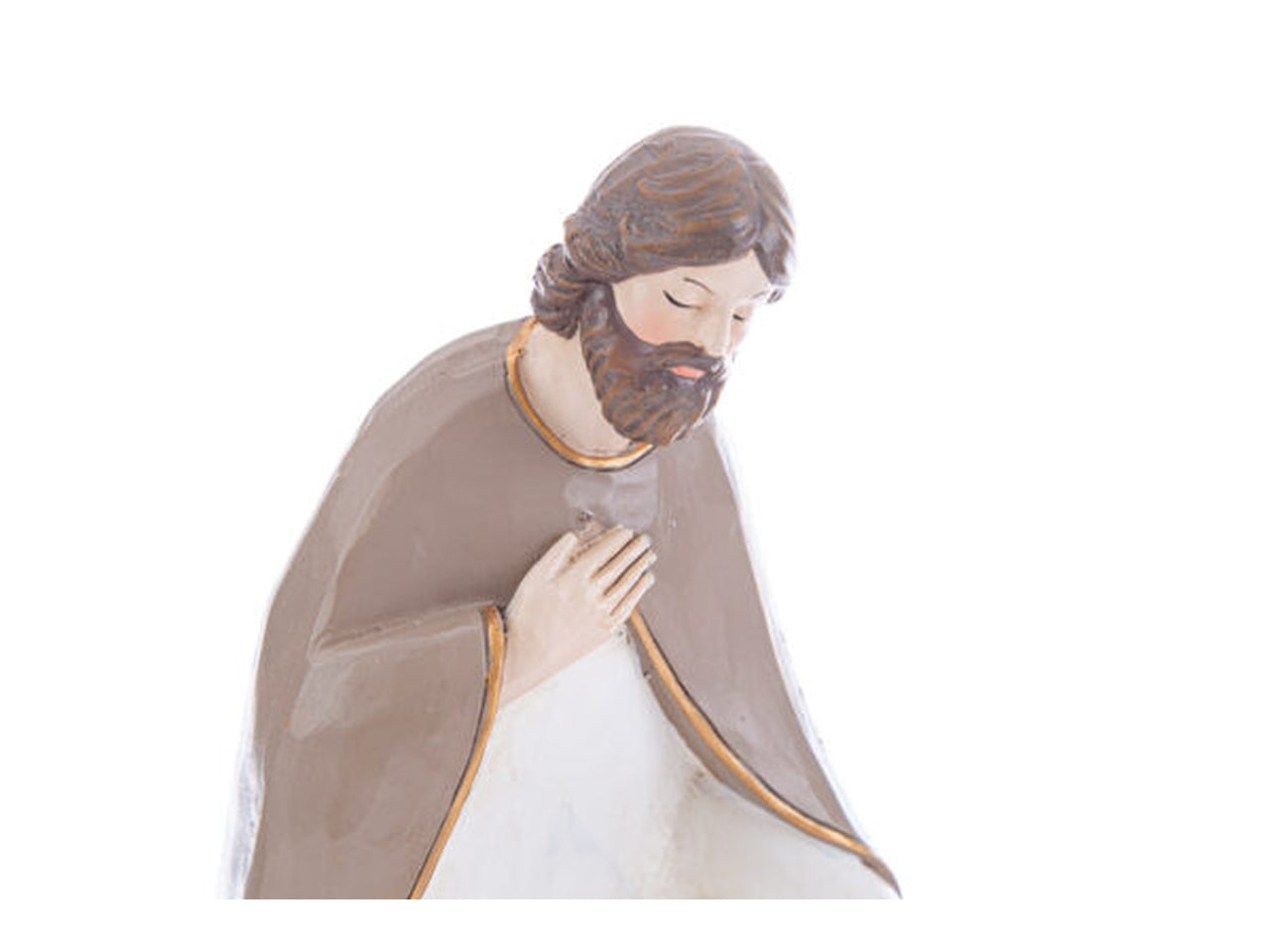 Statua sacra famiglia in resina opaca marrone e bianco 13x9xh.23,5 cm - Le Stelle